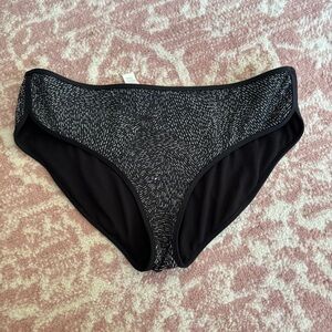 Athleta Black Sands Mid Rise Bikini Bottom size‎ Large
